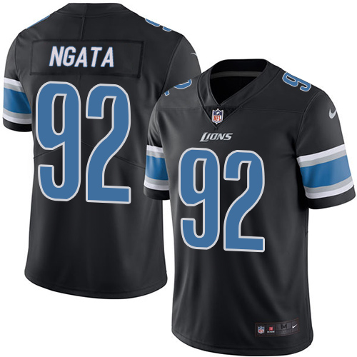 Youth Limited Haloti Ngata Nike Jersey Black - #92 Rush NFL Detroit Lions